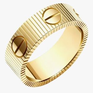 Luxurious gold ring with screw motifs - NEW